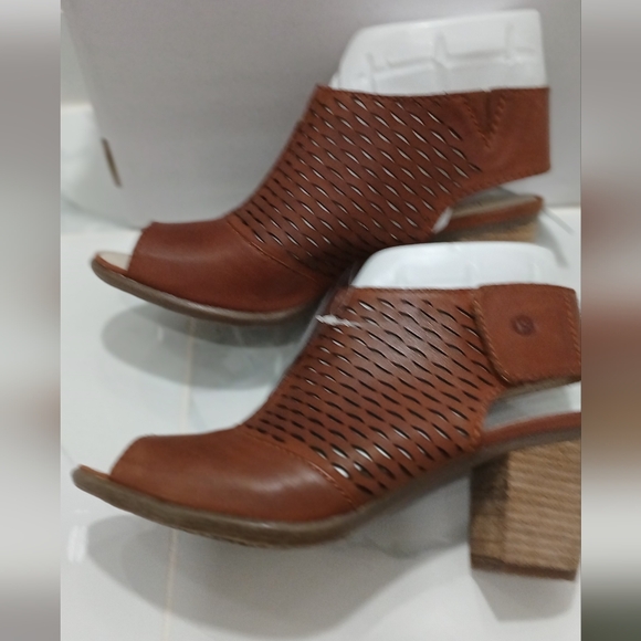 NWT 🔥 Joseph Seibel Leather Brown Peep-Toe Heeled Sandals Size 37 EU NEW IN BOX - Picture 12 of 16